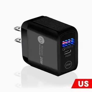 PD+USB Fast charging 25W charger type-c for iPhone 15/14/11 Apple 12/13 fast charging head Black