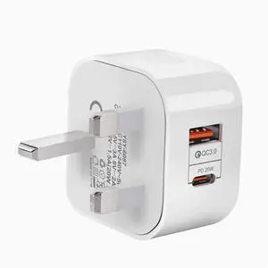 Charger QC3.0 dual fast charge iPhone15PD20W Type-c+USB gauge plug