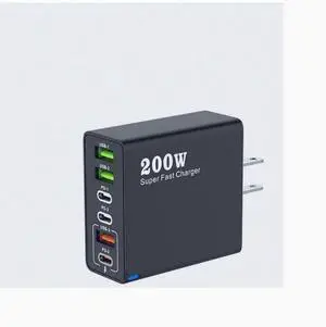 200W charger 3USB Multi-interface type-c mobile phone 120W charger Super Quick charge 65W Black