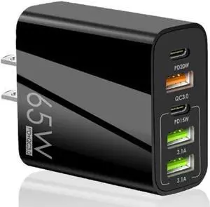 65W multi-port dual PD charger 3USB fast charge for Apple Android Huawei Xiaomi TypeC charging head