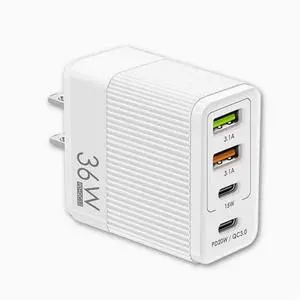 36W US standard mobile phone charging head dual PD20W+2USB charger Fast charge for iphone13/4 Apple 15/12