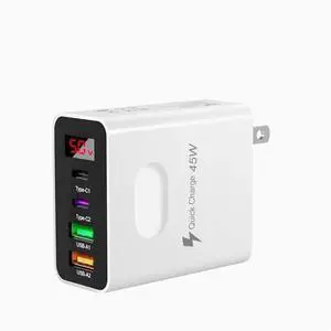 45W2usb Dual type Fast charge mobile phone charger Dual type Fast charge 4 interface PD with on-screen digital display
