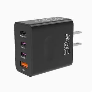 38W multi-interface 3type-c US gauge charging head for Honor Apple Samsung Fast charge PD20W Black