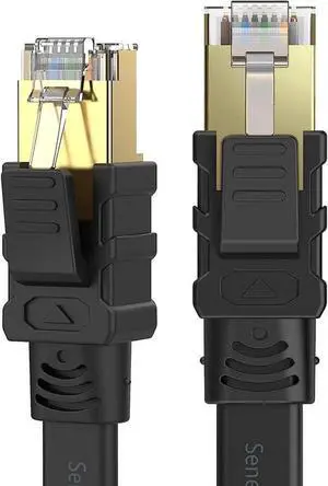 Cat 8 Ethernet Cable 1.5 ft High Speed, 26AWG Heavy Duty Shielded Ethernet Cord, 40Gbps 2000Mhz Flat Internet Network Patch Cord, Outdoor&Indoor, LAN Cable for Gaming, PS5/4/3, Modem, Router