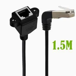 RJ45 network male to female extension cable with fixed seat ear 90° Ethernet bend up and down 1.5M