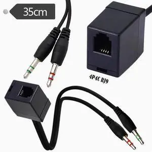 4P4C Crystal Head RJ9 Headphone conversion Dual 3.5MM computer plug Telephone converter Telephone headphone conversion cable RJ9 to 2 3.5A