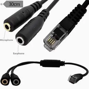 4P4C Crystal Head RJ9 Headphone conversion Dual 3.5MM computer plug Telephone converter Telephone headphone conversion cable RJ9 to 2 3.5C