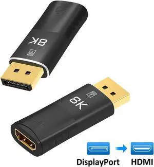 8K DisplayPort to HDMI-compatible Adapter Coupler 8K@30Hz 4K@120Hz DP1.4 to HDMI2.1 Male to Female Cable Extension Extender Black