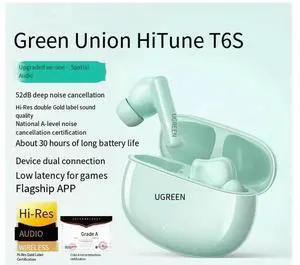 T6S Bluetooth headphones, noise-cancelling true wireless in-ear new model, sport compatible with Xiaomi, Huawei, Apple and Samsung Cyan
