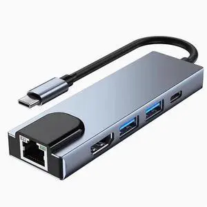 Yp-c 5-in-1 multi-function network card dock usb hub+ network card +HDMI+PD brain switching dock