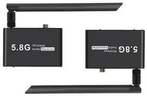 The 5.8G audio transmitter is a delay-free wireless audio transmitter that automatically connects to the optical fiber coaxial for mutual signal transmission