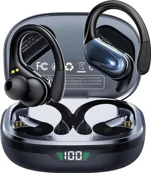 Ture Wireless Earbuds, in Ear Bluetooth Headphones with Built-in Mic, 75Hrs Playtime Sport Earphones with Digital Display & CVC 8.0, IPX7 Waterproof Over-Ear Headphones for Workout Running Outdoor