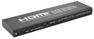 4KX2K HDMI matrix 6X2 high-definition switching distributor, 6-in-2-out picture-in-picture function, ARC audio return