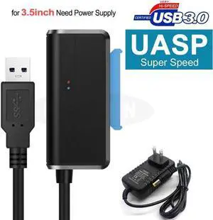 Sata To USB Adapter USB 3.0 SATA 3 Cable Plug and play 22 Pin Sata III Cable Support 2.5 or 3.5 Inch External SSD HDD Hard Drive with 12V 2A Power Adapter
