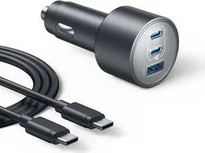 iPhone 16 USB-C Car Charger 167.5W Max 3-Port Ultra-Compact Type-C Fast iPhone Car Charger for MacBook Pro/Air iPhone 15/14 / 13 Series S24 / S23 iPad Pro AirPods and More