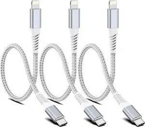 Short USB C to Lightning Cable6 inch 3 PackBraided Type C to Lightning Cable PD Fast Charging 0.5 Foot USBC to Lightning Cable for iPhone 14 13 12 Pro Max Mini 10 8 Plus XR XS SE AirPods