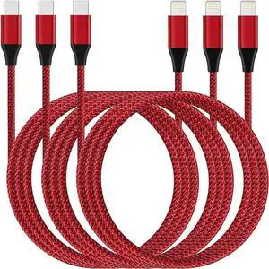 iPhone Charger Fast Charging Cable USB C to Lightning Cable [Apple MFi Certified] 3Pack 10FT Fast iPhone Charger Cord Nylon Braided USBC to Lightning Cable for iPhone 14 Pro/13/12 MiNi/11/XR AirPods
