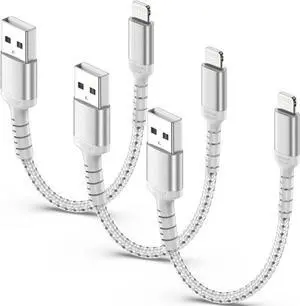6 Inch iPhone Charging Cable 3 Pack Braided Short iPhone Charger Cord [MFi Ceritified] Compatible with Apple iPhone 14 13 12 11 Pro Max/Mini XS XR X 8 7 Plus SE2 iPad Short Lightning Cable