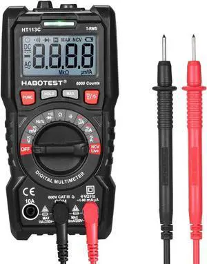HABOTEST HT113C NCV Digital Multimeter Auto Range True RMS 6000 Counts AC/DC Voltage Meter Flash light Backlight Large Screen