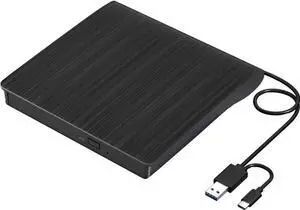 External CD DVD Drive, USB 3.0 & TYPE C Portable CD DVD +/-RW Drive, CD/DVD ROM Player Burner Reader Writer Rewriter Optical Disc Drive for Laptop Desktop PC, Windows 11/10/8/7, Apple Mac, Linux OS