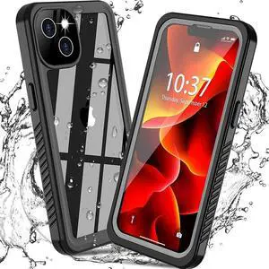 for iPhone 13 Mini Case Waterproof for IP68 Underwater Full Body Protective Cover with Built in Screen Protector Only for iPhone 13 Mini 5G Case Clear Black 5.4 inch