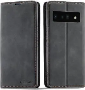 Case for Google Pixel 6 5G 6.4 inch Premium PU Leather Cover with Card Holder Kickstand Shockproof Flip Wallet Cover