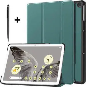 Google Pixel Tablet Case 11 Inch 2023, Slim Stand Protective Case Smart Folio Cover with 2 in 1 Stylus Pen Dark Green