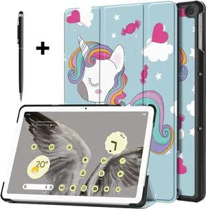 Google Pixel Tablet Case 11 Inch 2023, Slim Stand Protective Case Smart Folio Cover with 2 in 1 Stylus Pen Light Blue