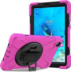 Lenovo Tab M8 Case Heavy Duty Rugged Shockproof Hard Cover with Carrying Shoulder Strap, Handle Hand Strap, Built-in Kickstand for Lenovo Tab M8 8.0 Inch HD Tablet TB-8505F TB-8505X