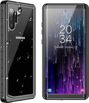 For Samsung Galaxy Note 10+ Plus Waterproof Case, Built-in Screen Protector Fingerprint Unlock with Film, Shockproof Full Body Cover Waterproof Case for Samsung Galaxy Note 10+ Plus 5G 6.8 inch 2019