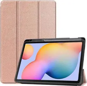 Case for Galaxy Tab S6 Lite 10.4 inch PU Leather Smart Cover with Stand & Pen Holder for Samsung Galaxy Tab S6 Lite 10.4 2020 2022 SM-P610/P613/P615/P619 Rose Gold