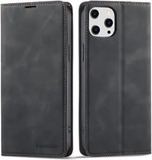 Case for iPhone 15 Pro 6.1 inch Premium PU Leather Cover with Card Holder Kickstand Shockproof Flip Wallet Cover