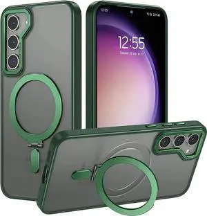 For Samsung Galaxy S23 Case with Magnetic Invisible Stand [Compatible with Magsafe] Shockproof Slim Translucent Matte Cases for Samsung Galaxy S23 6.1 inch Green