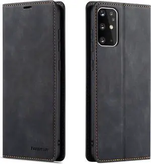 Case for Samsung Galaxy S20 Premium PU Leather Cover TPU Bumper with Card Holder Kickstand Hidden Magnetic Adsorption Shockproof Flip Wallet Cover for Galaxy S20