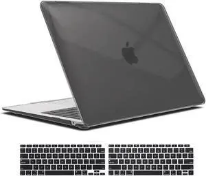 Compatible with MacBook Air 13 inch Case 2022, 2021-2018 Release A2337 M1 A2179 A1932 with Retina Display Touch ID, Plastic Hard Shell with Keyboard Cover Crystal Black