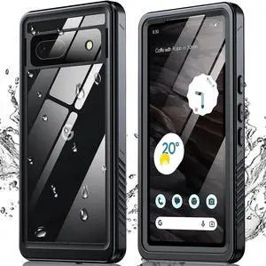 for Google Pixel 7A Case, Pixel 7A 5G Case IP68 Waterproof with Built-in Screen Protector, Full Body Sealed Heavy Duty Shockproof Dustproof Snowproof Clear Case for Pixel 7A 6.1" - Black