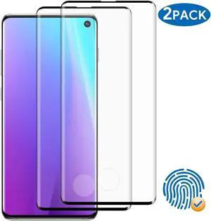 2 Pack Galaxy S10 Screen Protector Tempered Glass Full Coverage Fingerprint Compatible 3D Curved Glass HD Screen Anti-Scratch for Samsung Galaxy S10 - 6.1 inch