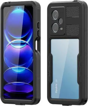 Waterproof Case for Xiaomi Redmi Note 12 Pro 5G/POCO X5 Pro 5G, IP68 Waterproof 360 Degree Full Body Protection Protective Case Shockproof Heavy Duty Cover with Built-in Screen Protector