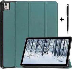 Case for Nokia T21 Case 10.4 Inch 2022, Trifold Slim Smart Stand Cover Hard Shell for Nokia T21 10.4" Tablet 2022 Release with Universal Stylus Pen Dark Green