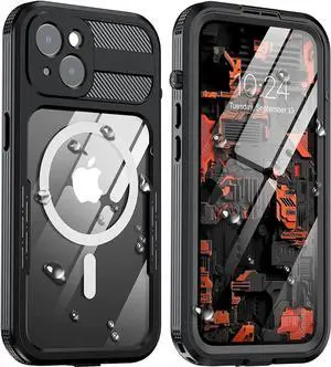 For iPhone 14 Waterproof Case, Compatible with Magsafe, Heavy Duty Magnetic Protective Cover Phone Case with Built in Screen Protector for iPhone 14 6.1 inch 2022