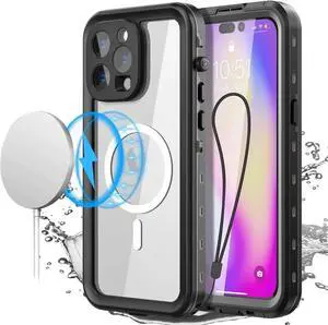 for iPhone 14 Pro Case Waterproof, Compatible with Magsafe Magnetic Protective iPhone 14 Pro Phone Case, Water Proof Mag Safe Magnet Shockproof Full Body Clear with Screen Protector