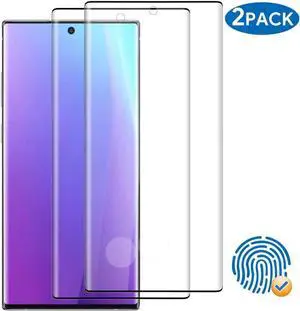 2 Pack Galaxy Note 10 Screen Protector Tempered Glass 9H Hardness 3D Curved Full Coverage HD Protetive Film Fingerprint Compatible for Samsung Galaxy Note 10 6.3 inch