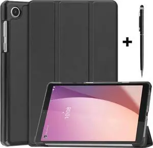 Case for Lenovo Tab M8 4th Gen 2023 8 inch Tablet Model TB-300FU TB-300XU, Slim Lightweight Stand Hard Shell Protective Cover with Stylus Pen Black