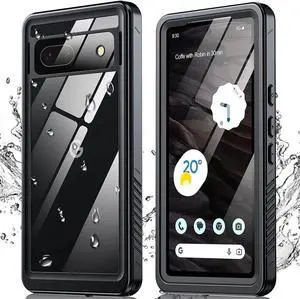 for Google Pixel 7A 5G Case, IP68 Waterproof with Built-in Screen Protector, Full Body Sealed Heavy Duty Shockproof Dustproof Snowproof Clear Case for Pixel 7A 6.1 inch - Black