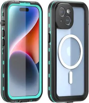 for iPhone 15 6.1 inch Waterproof Case Magnetic, [Compatible with MagSafe][with Screen Protector][IP68 Underwater][15FT Military Dropproof][Dustproof] Phone Cover for iPhone 15 6.1" Blue