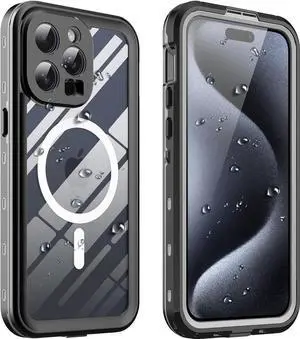 for iPhone 15 Pro 6.1 inch Waterproof Case Magnetic, [Compatible with MagSafe][with Screen Protector][IP68 Underwater][15FT Military Dropproof][Dustproof] Phone Cover for iPhone 15 Pro 6.1"