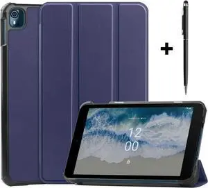 Nokia T10 Tablet Case 8.0 Inch 2022, Trifold Slim Smart Stand Cover Hard Shell for 8.0" Nokia Tablet T10 2022 Release with Universal Stylus Pen Blue