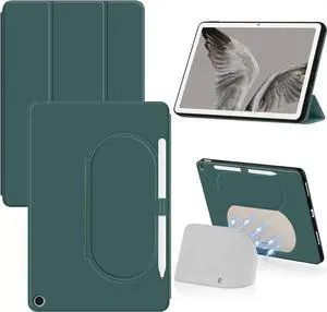 for Google Pixel Tablet 2023 Case 11 inch Ultra Slim PU Leather TPU Back Shell Foldable Kickstand, Drop-Shockproof Case Cover Google Pixel Tablet Compatible with Charging Speaker Dark Green