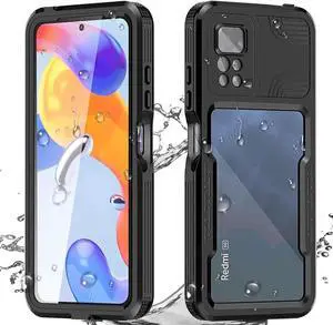 XiaoMi RedMi Note 11 Pro 4G / 5G Waterproof Case, [Fingerprint Unlock] IP68 Certified Rugged Full Body Underwater Dustproof Shockproof Heavy Duty Protective Cover with Screen Protector Wrist Strap