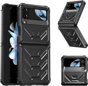 For Samsung Galaxy Z Flip 4 5G 2022 Case with Slide Camera Cover, Military Grade Heavy Duty Protective Armor Phone Case Shockproof Cover
